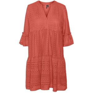 Vero moda vmhoney lace 3/4 v-neck tunic jurk rood