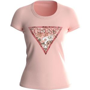 Guess ss rn satin triangle tee t-shirt roze