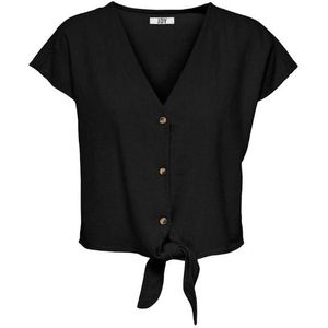 Jdy jdysay s/s linen knot shirt w blouse zwart