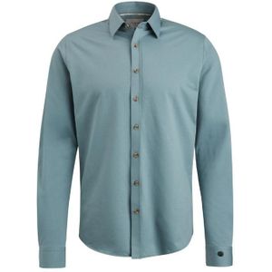 Cast iron long sleeve shirt twill jerse overhemd blauw