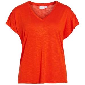Vila vinoel s/s v-neck top blouse oranje