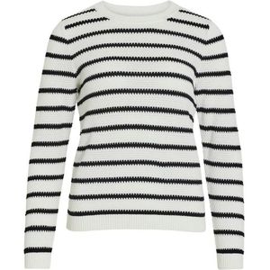 Vila vidalo o-neck l/s stripe knit trui wit