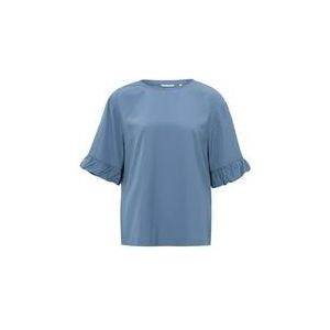 Yaya supple top with ruffles t-shirt blauw