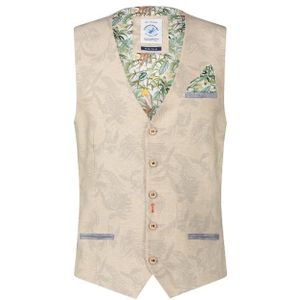 A fish named fred waistcoat linen leafs bruin