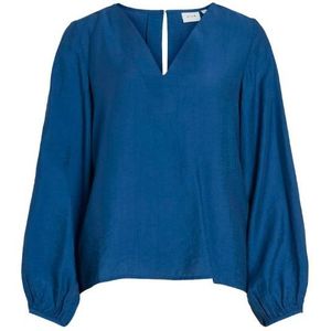 Vila vijana v-neck l/s top/tes blouse blauw