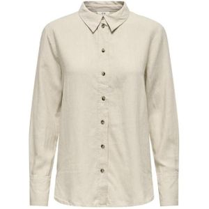 Jacqueline de yong jdysay l/s linen loose shirt blouse grijs