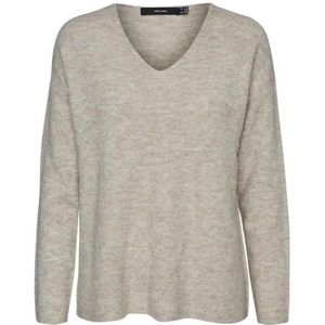 Vero moda vmcrewlefile ls v-neck blouse trui grijs