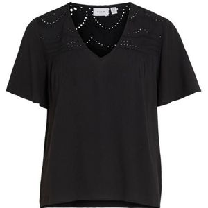 Vila vimesa lace s/s top - noos blouse zwart
