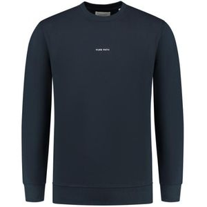 Pure path crewneck with front and back trui blauw