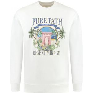 Pure path crewneck with front print trui wit