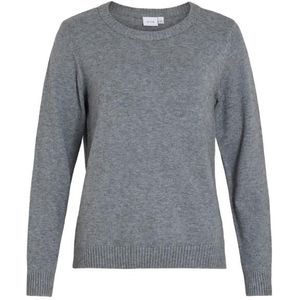 Vila viril o-neck l/s knit top - trui grijs