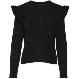 Vero moda vmemilia ls o-neck frill pull trui zwart