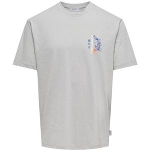 Only & sons onskeane rlx ss printed tee s t-shirt grijs