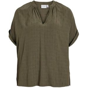 Vila viyarina v-neck s/s top/r blouse groen