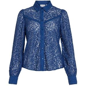 Vila viglaze l/s lace shirt blouse blauw