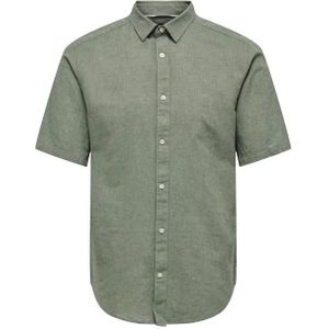 Only & sons onscaiden life ss solid linen overhemd groen