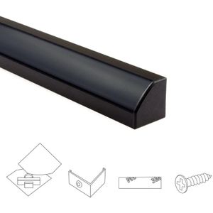 Ledstrip hoekprofiel zwart - slim line - compleet inclusief afdekkap 4 meter