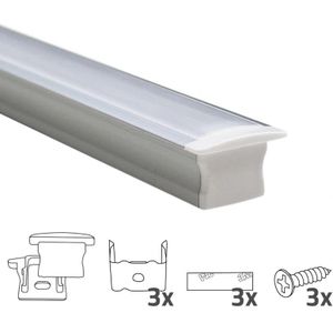 Led strip profiel inbouw hoog model - compleet met afdekkap 1,5 meter 15mm hoog