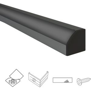 Aluminium ledstrip hoekprofiel zwart 3m breed - compleet met afdekkap