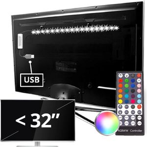 Tv backlight set met 1 RGBWW ledstrip voor tv’s