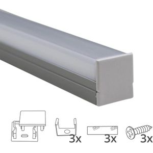 Ledstrip profiel opbouw breed model - compleet inclusief rechte afdekkap 1 meter