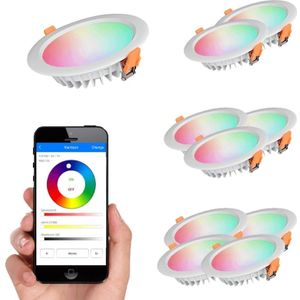 Wifi set met 1-4 RGBWW led inbouwspots downlight 15 watt