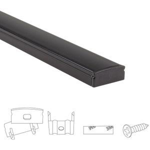 Aluminium ledstrip profiel zwart opbouw 4m - 7 mm hoog - compleet met afdekkap
