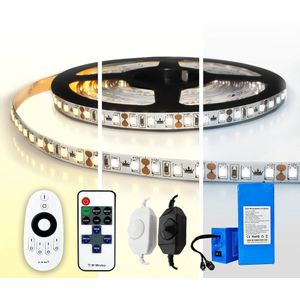 Led strip op batterij warm wit of helder wit complete set 4 meter