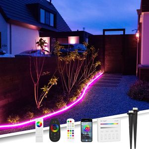 1 meter RGB neon led flex midi recht - complete set neon verlichting met grondspiezen