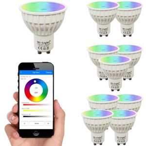 Wifi set met 1 tot 4 RGBW led spots 4w gu10 fitting