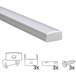 Ledstrip profiel opbouw laag model - compleet met afdekkap 1,5 meter 8 mm hoog