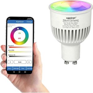 Wifi set met 1 tot 4 RGBW led spots 5w gu10 fitting