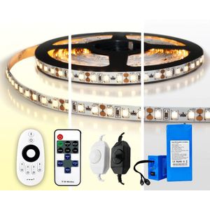 Led strip op batterij warm wit, helder wit of koud wit complete set 4 meter premium