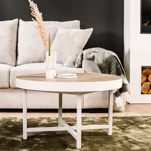 Haluta - Ronde Eikenhouten Salontafel Stanley - 74 x 74 x 44 cm - Naturel