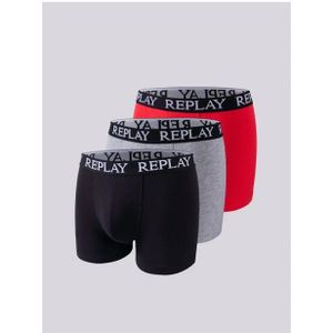 Replay - 3-pack Boxershort - Zwart/Grijs/Rood - Maat S