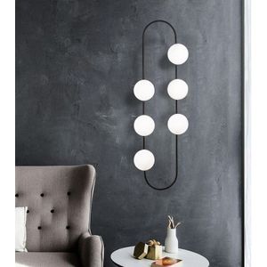 Opviq Wandleuchte | Metallgehäuse | Glaskappe | 40x33cm | 124cm Höhe | IP20 Schwarz Weiß