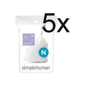 Afvalzakken simplehuman Code N 45L (5 x 20-delig)