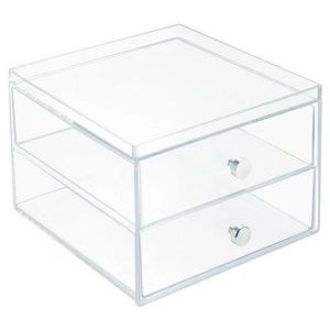 Opbergbox iDesign Drawers met 2 Laden Transparant (16,4 x 17,7 x 12,5 cm)