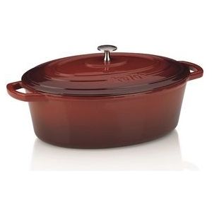 Braadpan Gietijzer Ovaal Rood, 33 cm x 26 cm- Kelas-sCalido