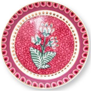 Pip Studio tea tip Flower festival dark pink 9 cm - theetip roze bloemen festival
