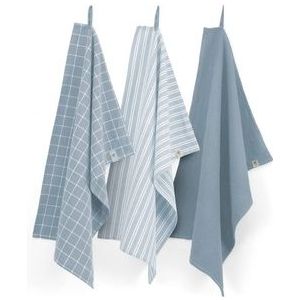 Keukenset Walra Dry Cubes Uni, Stripes & Blocks Jeans Blauw (Set van 3)