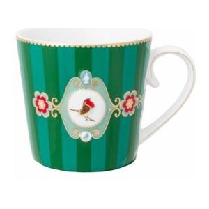 Mok Pip Studio Love Birds Medaillon Stripes Emerald-Green 250 ml (Set van 6)