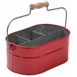 Humdakin - System Bucket - Schoonmaakemmer - Rood - Zink - Houten Handvat