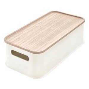 Opbergbox iDesign Medium Met Handvat En Deksel Beige (43 x 21 cm)