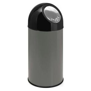 Afvalbak Met Pushdeksel En Binnenemmer Metallic Zilver 40L