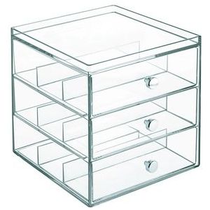 Opbergbox iDesign Drawers met 3 Laden voor Make-up Transparant (17,8 x 16,5 x 17,8 cm)