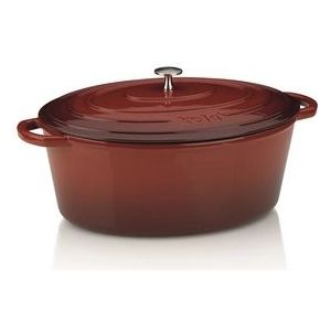 Braadpan Gietijzer Ovaal Rood, 36 cm x 29 cm- Kelas-sCalido