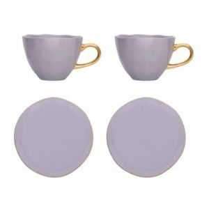 Koffie- en theeset Urban Nature Culture Good Morning Cup and Plate Lila 250 ml (Set van 4)