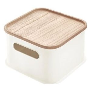 Opbergbox iDesign Medium Met Handvat En Deksel Beige (21 x 21 cm)