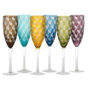 Champagneglas POLSPOTTEN Blocks Multi (Set van 6)